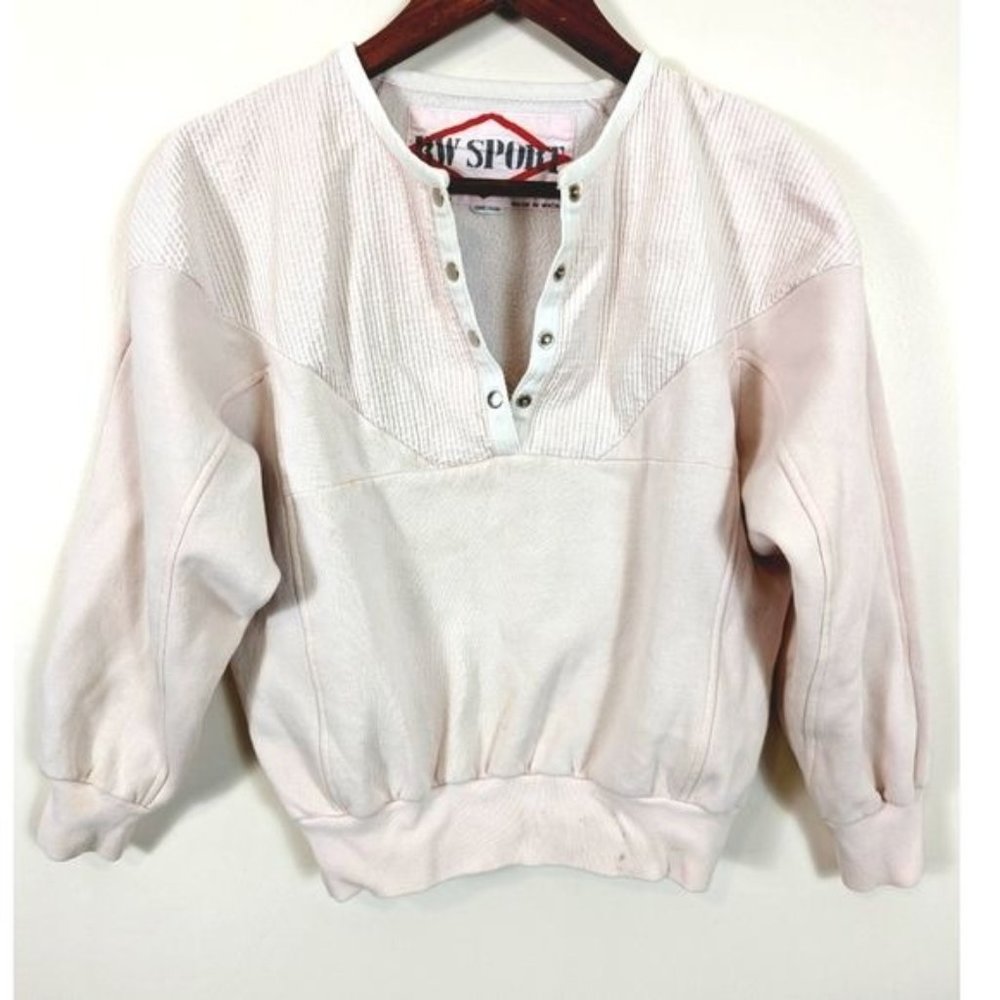 VINTAGE BW Sport Light Pink Retro Crop Cotton Pullover Sweatshirt